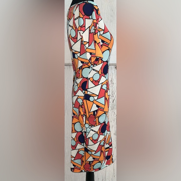 🫵LulaRoe 🐱🐶🦊 Abstract Multicolored Bodycon Dress🦊 - Picture 4 of 8